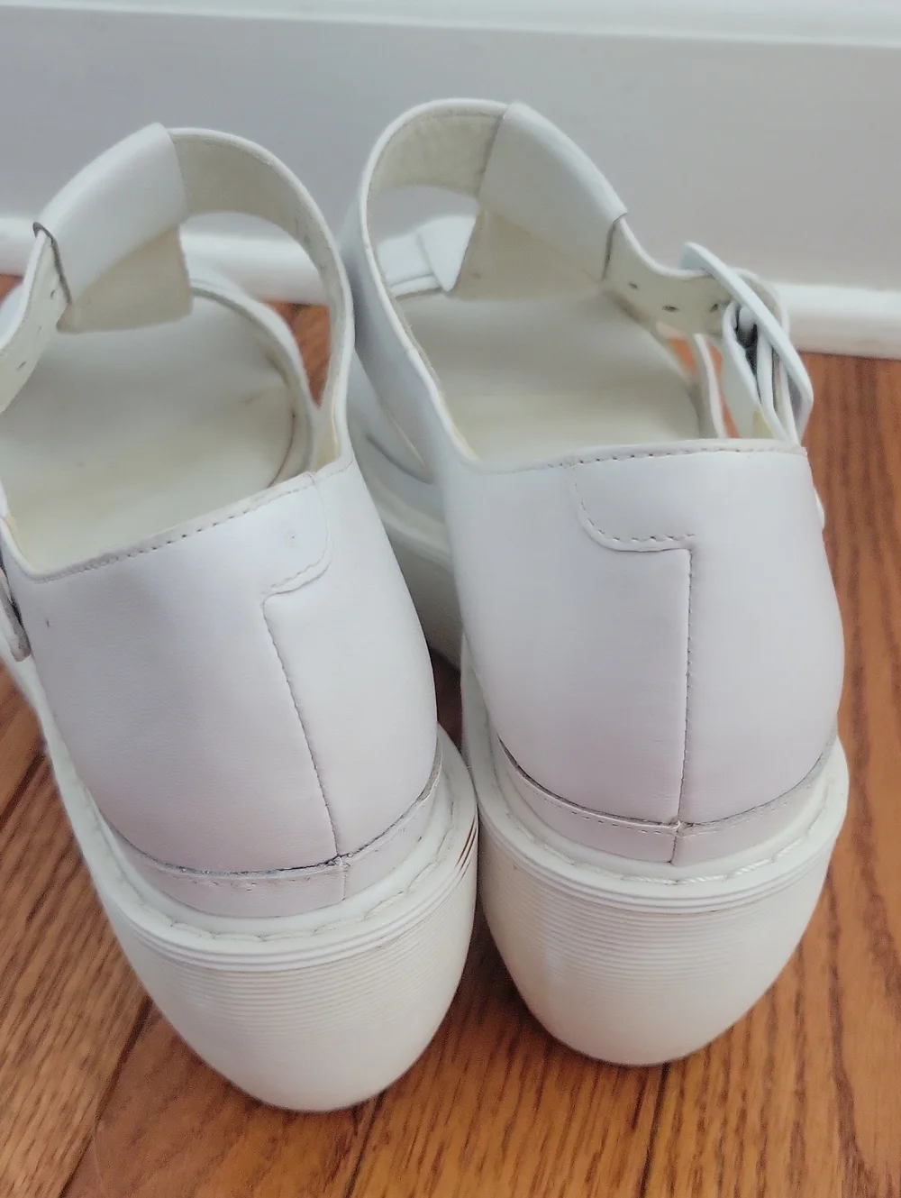 Dr. Martens Adaya White Platform Wedge Sandals with Buckle size 8